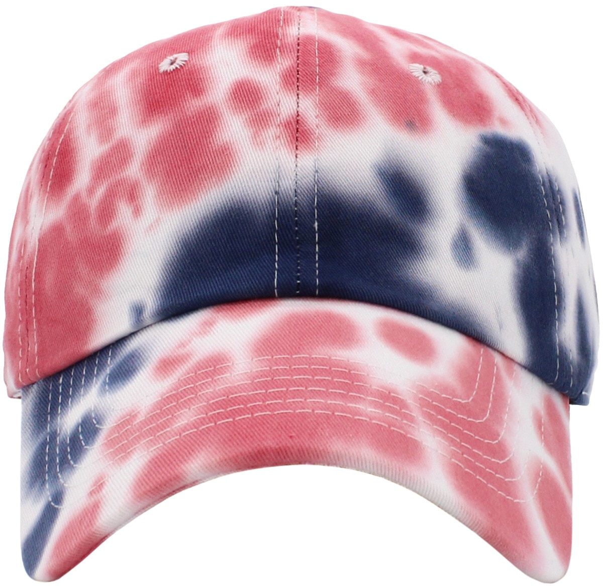 Tiedye Red Navy Blue Low Profile Baseball Caps Front View